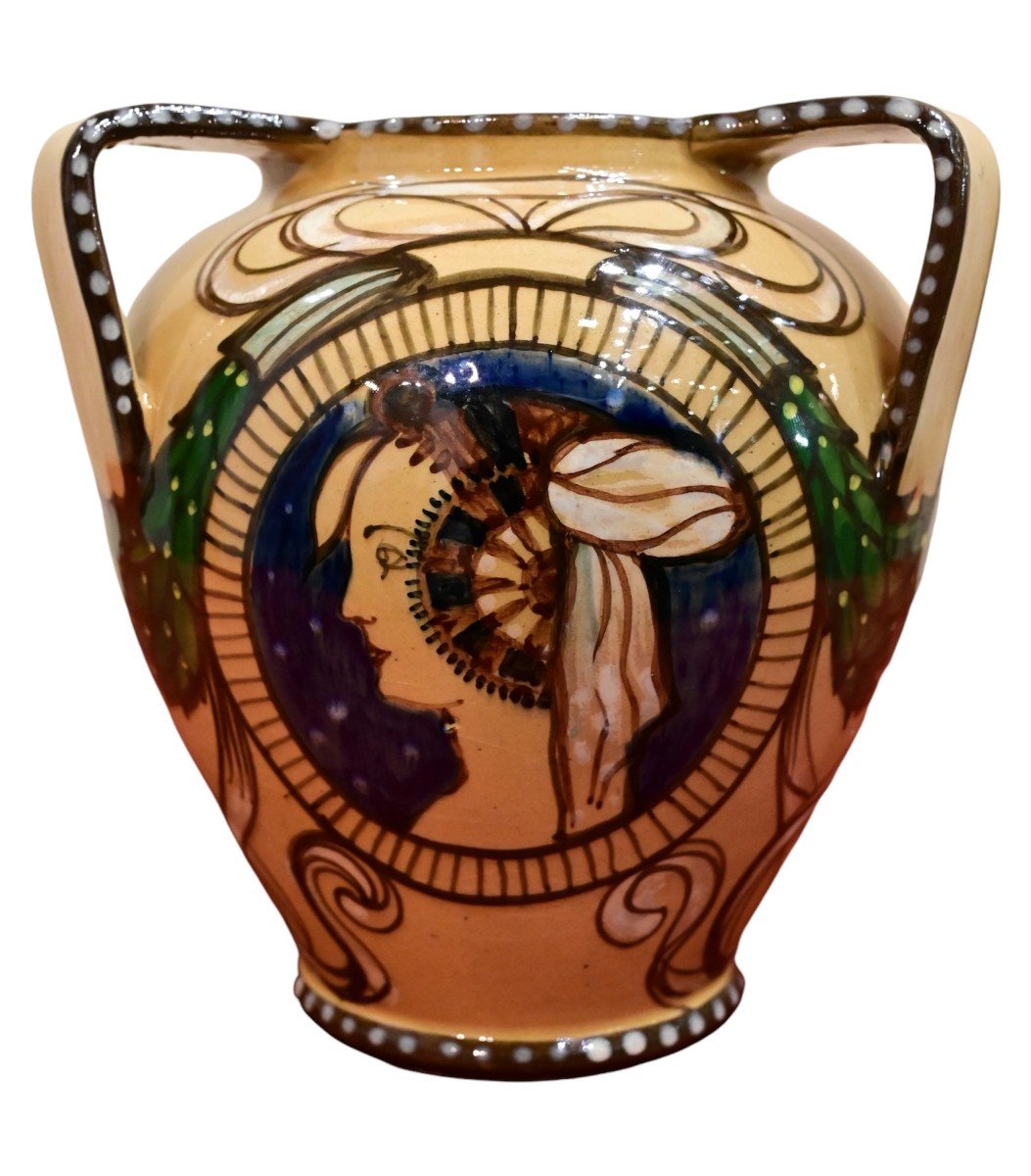 Palazzi - Vase romain en céramique avec poignées - Italie années 1920